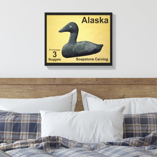 Soapstone Eider - Alaska Postage Leinwanddruck (Insitu (Schlafzimmer))
