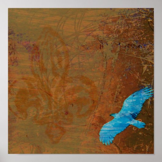 Soar Grunge Blue Vulture Poster (Vorne)