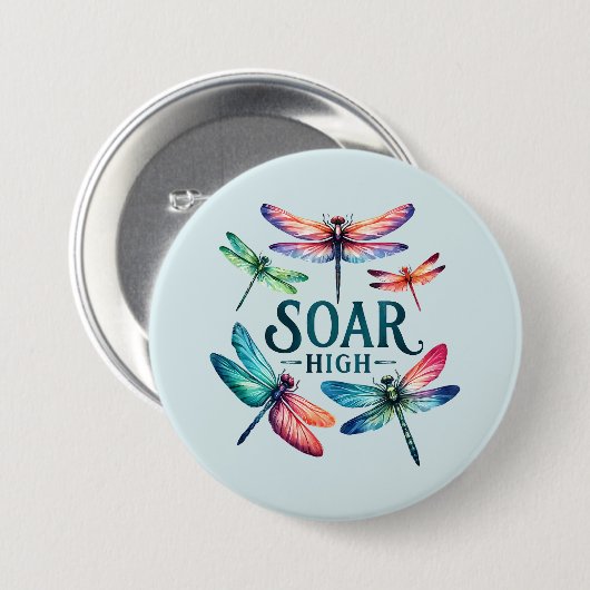 Soar High - Artistic Dragonfly Button (Vorne & Hinten)
