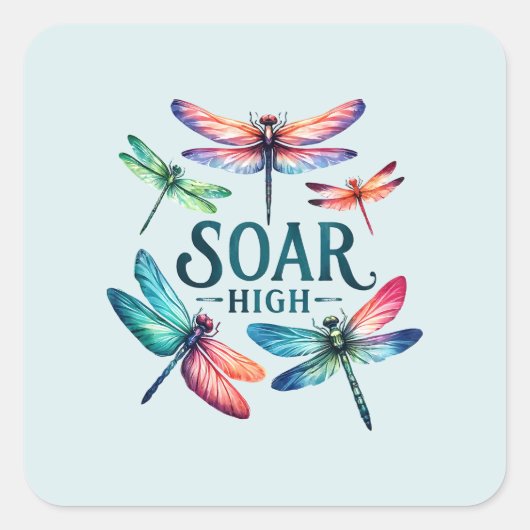 Soar High - Artistic Dragonfly Quadratischer Aufkleber (Vorderseite)