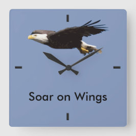'Soar on Wings' Eagle In Flight Quadratische Wanduhr