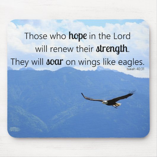 Soaring Adler Christliche Stärke Isaiah 40:31 Mousepad (Vorne)