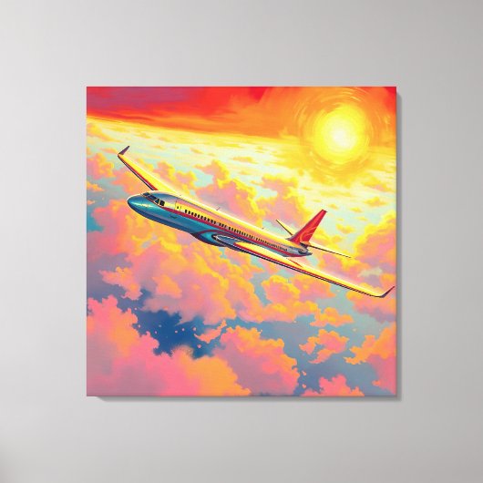 Soaring Airplane - Vibrant Painterly Style Art Leinwanddruck (Vorderseite)
