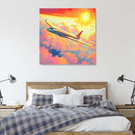 Soaring Airplane - Vibrant Painterly Style Art Leinwanddruck (Insitu (Schlafzimmer))