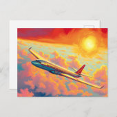 Soaring Airplane - Vibrant Painterly Style Art Postkarte (Vorne/Hinten)