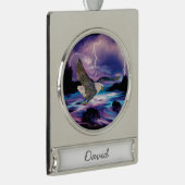 Soaring Bald Eagle Banner-Ornament Silber (Rechts)