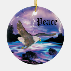 Soaring Bald Eagle Keramik Ornament