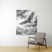 Soaring Eagle Mountain Tapestry | Black and White  Wandteppich (Beispiel)
