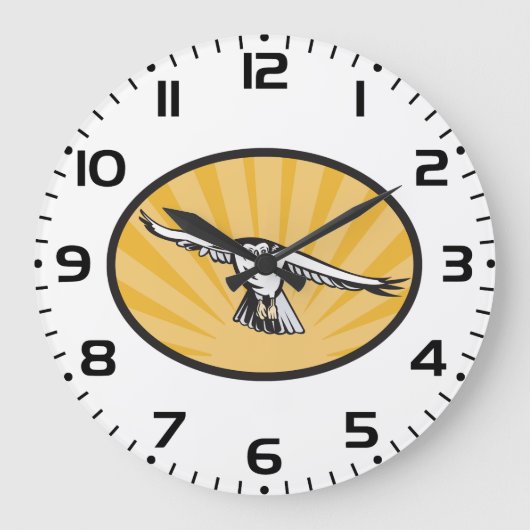 Soaring Falcon Bold Bird of Prey Große Wanduhr (Vorderseite)