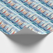 Soaring Seagulls With Sailboat Regatta Geschenkpapier (Ecke)