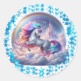 Soaring Unicorn Castle Sticker - Regenbogenfantasi