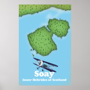 Soay Innere Hebriden von Schottland Karte Poster