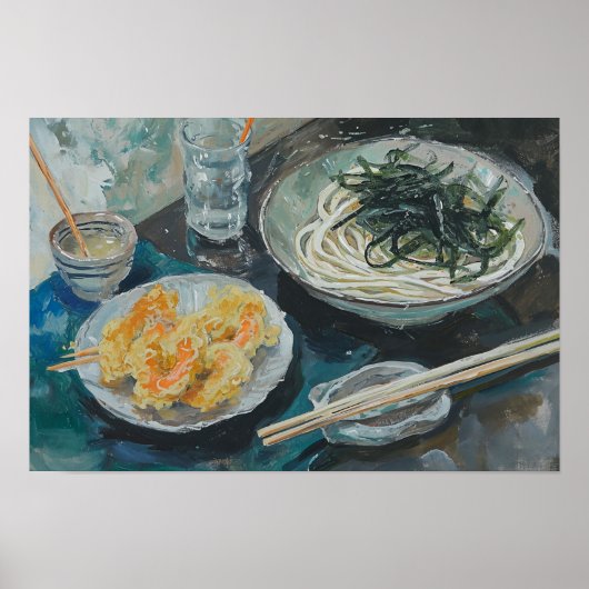Soba-Nudeln und Garnelen Poster (Vorne)
