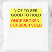 Sobald gebrochen, überlegen verkauft rechteckiger aufkleber (Tasche)