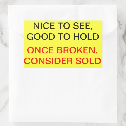 Sobald gebrochen, überlegen verkauft rechteckiger aufkleber (Tasche)