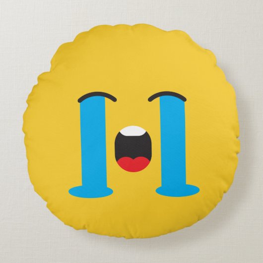 Sobbing Sad Yellow Face Emoji Rundes Kissen (Vorderseite)