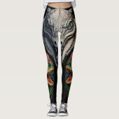 "Sobek's Serenity: Abstrakter Krokodil-Kopf Tattoo Leggings (Vorderseite)