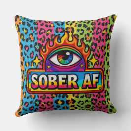 Sober AF - Regenbogen Leoparden Druck -  Kissen