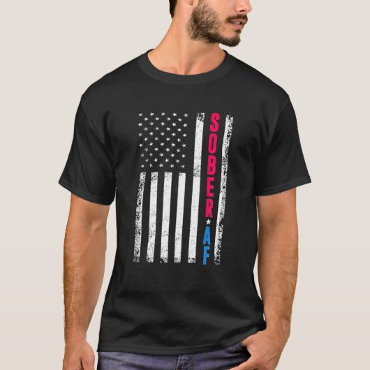 SOBER AF US Flag Support Sobribite Ursache, Erholu T-Shirt (Vorderseite)