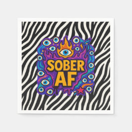 Sober AF - Zebra Pattern -  Serviette