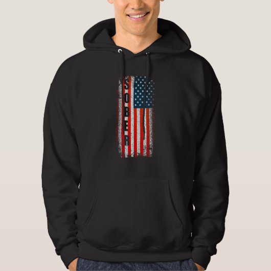 Sober Anniversary Sober American Flag Om Na Recove Hoodie (Vorderseite)