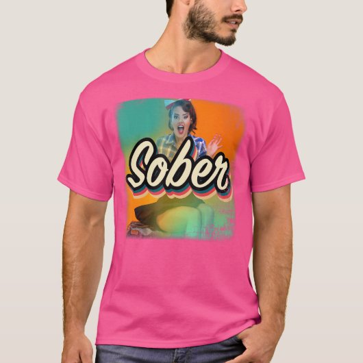 Sober Button Girl on Trunk Sober Birthday Erholung T-Shirt (Vorderseite)