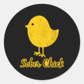 Sober Chick Sobriety Runder Aufkleber (Vorderseite)