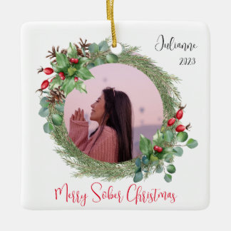Sober Christmas Geschenk, Custom Foto Keramikornament