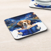 Sober Dog Reading Big Book Erholung Getränkeuntersetzer (Linke Seite)