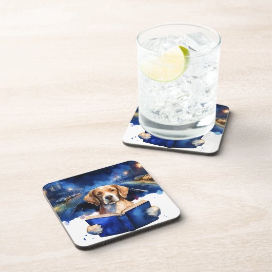 Sober Dog Reading Big Book Erholung Getränkeuntersetzer (Rechte Seite)