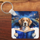 Sober Doggie mit Big Book OM Gebet CUSTOM Schlüsselanhänger (Vorderseite)