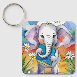 Sober Elephant mit Big Book OM Gebet CUSTOM Schlüsselanhänger