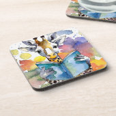 Sober Giraffe Reading Big Book Erholung Getränkeuntersetzer (Linke Seite)