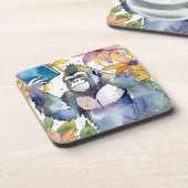 Sober Gorilla liest Big Book Erholung Getränkeuntersetzer (Linke Seite)