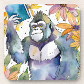 Sober Gorilla liest Big Book Erholung Getränkeuntersetzer (Vorderseite)