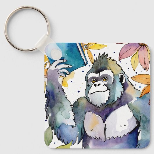 Sober Gorilla w/ Big Book OM Gebet CUSTOM Schlüsselanhänger (Vorderseite)