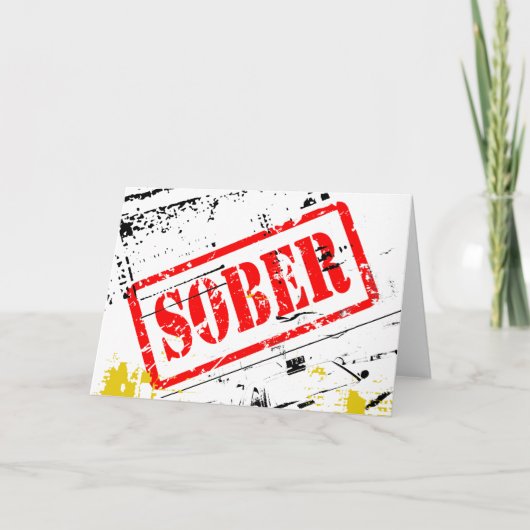 Sober Grunge Briefmarke Sobriety Erholung Card Karte (Vorderseite)