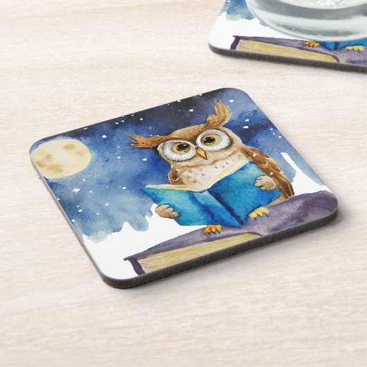 Sober Owl liest Big Book Erholung Getränkeuntersetzer (Linke Seite)