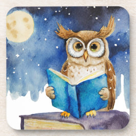 Sober Owl liest Big Book Erholung Getränkeuntersetzer
