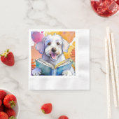 Sober Schnoodle Dog Reading Big Book Erholung Serviette (Beispiel)