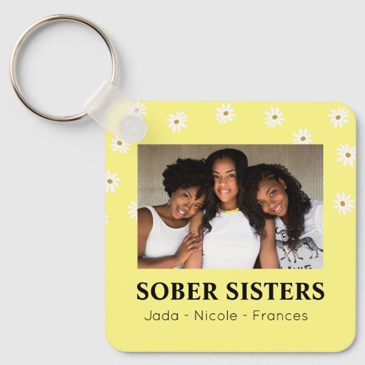 Sober Sisters Niedlich Individuelle Name & Date Da Schlüsselanhänger (Vorderseite)