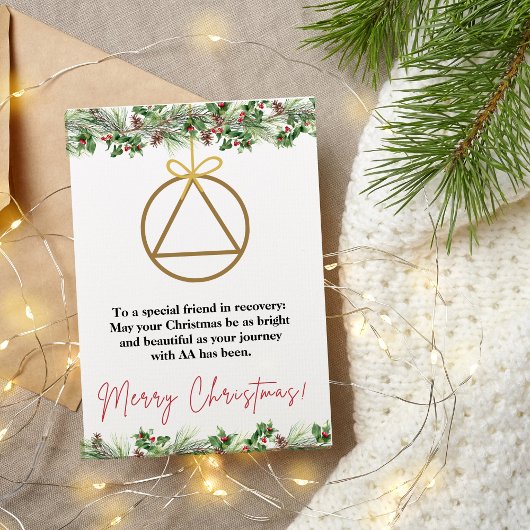 Sober Support Xmas Card, Sobriety Grußkarte Dankeskarte