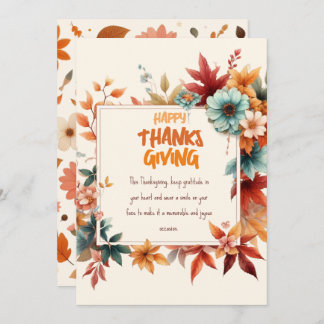 Sober Thanksgiving Cards with Fall Flowers Einladung