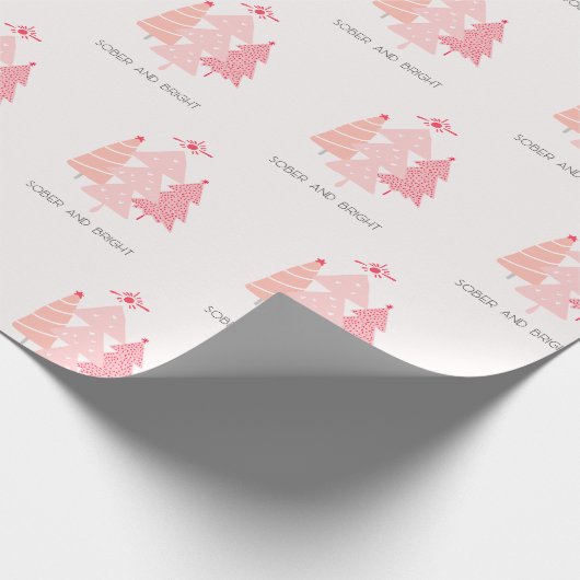 Sober und hell rosa Weihnachtsbaum Geschenkpapier (Ecke)