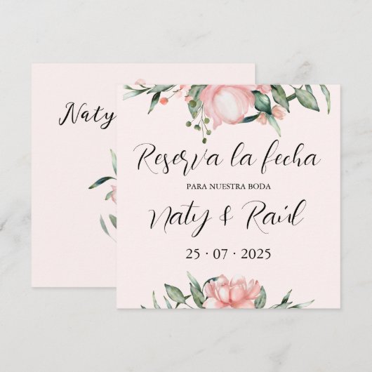 Sobre Tarjetas planas de reserva la fecha rosas Save The Date (Vorne/Hinten)