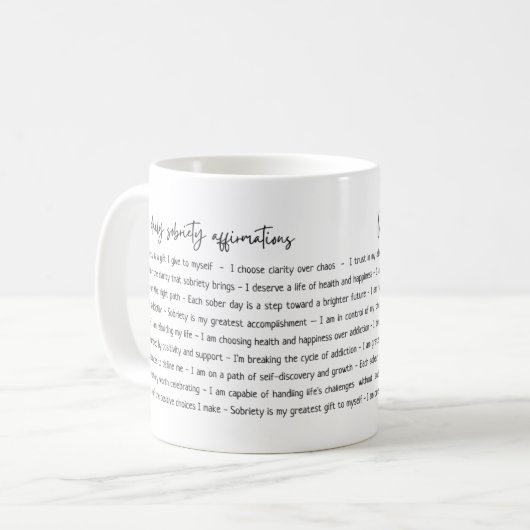 Sobriety Affirmations Minimal Kaffeetasse (Vorderseite Links)