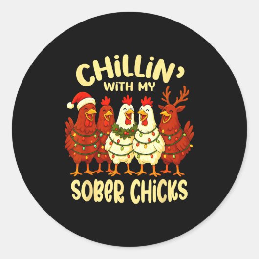 Sobriety Anniversary Recovery Funny Sober Chicks  Runder Aufkleber (Vorderseite)