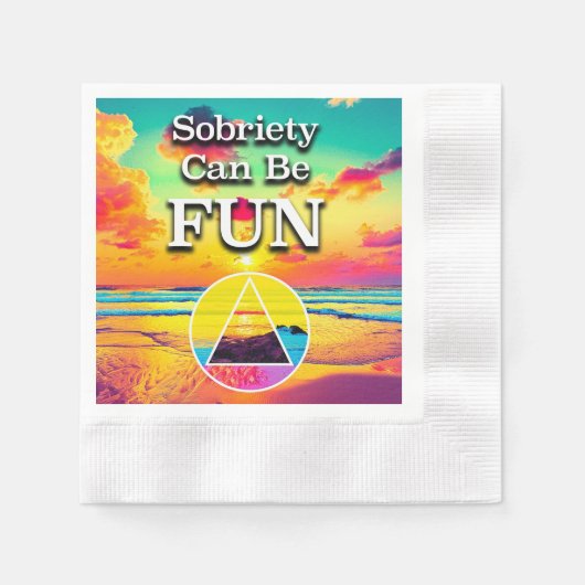 Sobriety Can Be Fun Recovery Slogan Sunrise Serviette (Vorderseite)