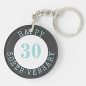 Sobriety Jubiläumsschwarz Türkis Schlüsselanhänger (Rückseite)