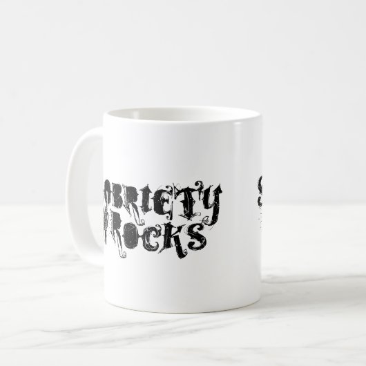 Sobriety Rocks for Fun Love Sober Rocker Kaffeetasse (Vorderseite Links)